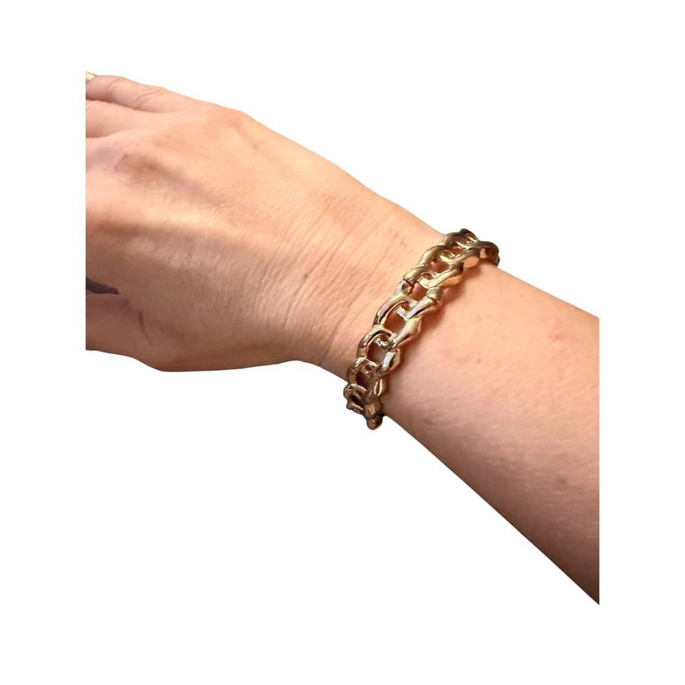 Gold Tone Chunky Curb Chain Stretch Bracelet Bold Statement Link‎ Jewelry